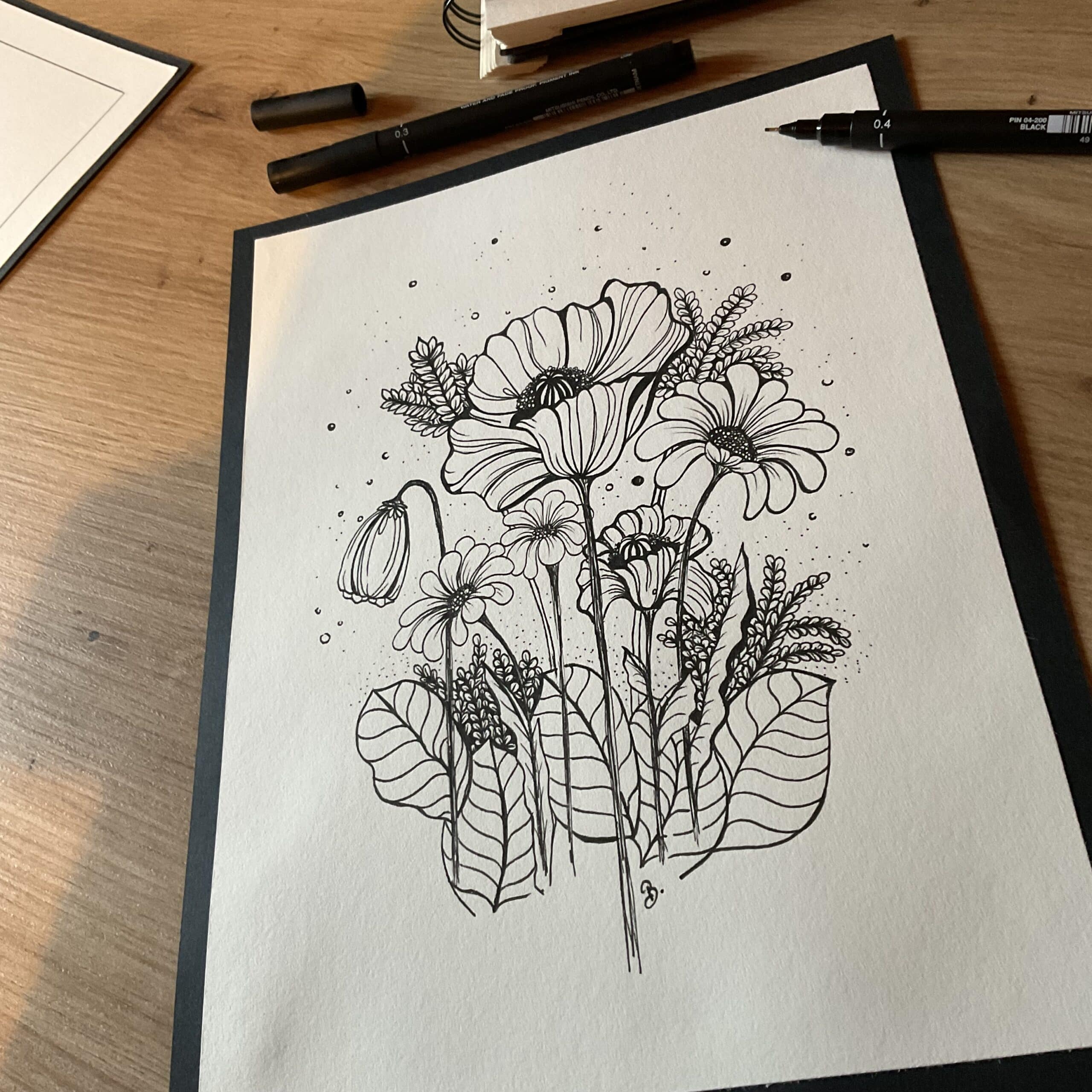 Bouquet sauvage dessin feutre Bérénice Artiste Créatrice française peintre 71 Saône-et-Loire
